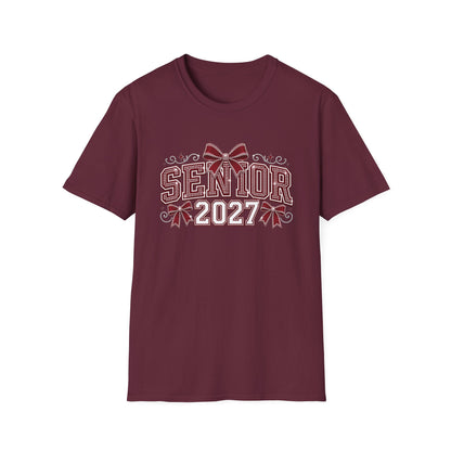 Senior 2027 T‑Shirt — Class of 2027 Cheer Bow Design