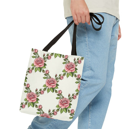 Vintage Pink Rose Wreath Tote Bag