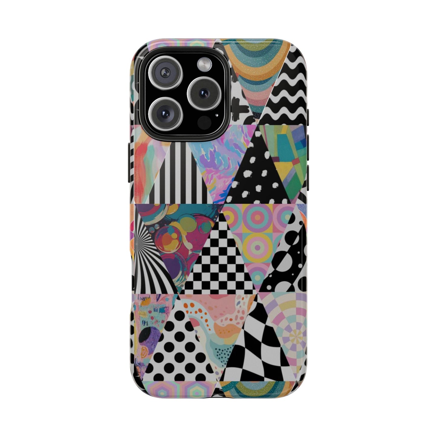 Retro Geometric Patchwork Design Tough Phone Case