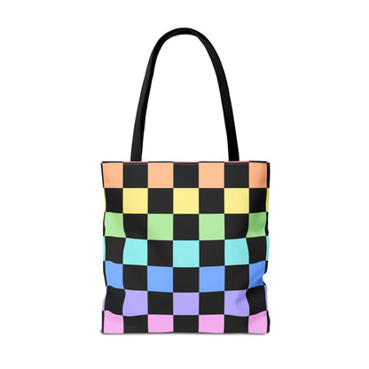 Checkerboard Rainbow Tote Bag