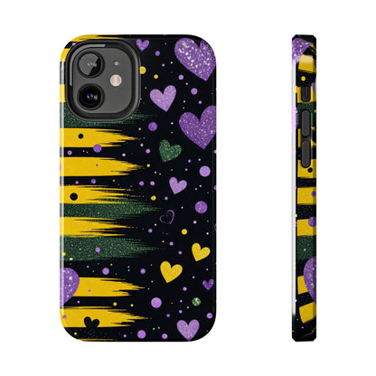 Glitter Hearts Stripe Phone Case