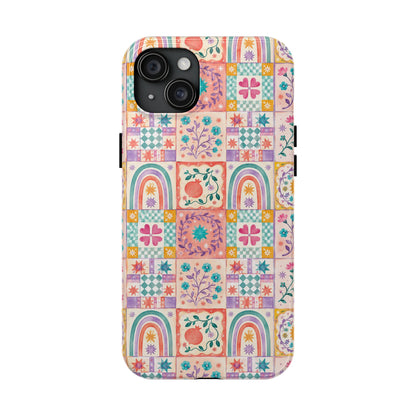 Boho Patchwork Rainbow Tile Design Tough Phone Case