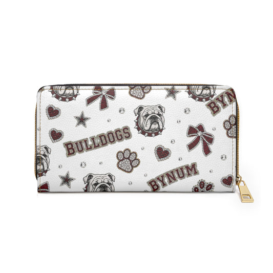 Bulldogs Pattern Zipper Wallet — Personalized 'Bynum' Mascot Paw Print Design