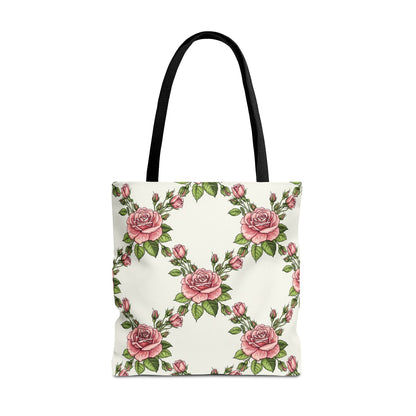 Vintage Pink Rose Wreath Tote Bag