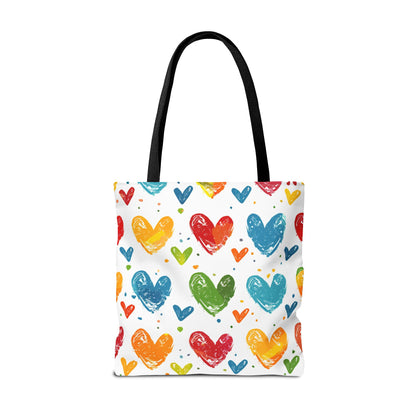 Colorful Hearts Pattern Tote Bag