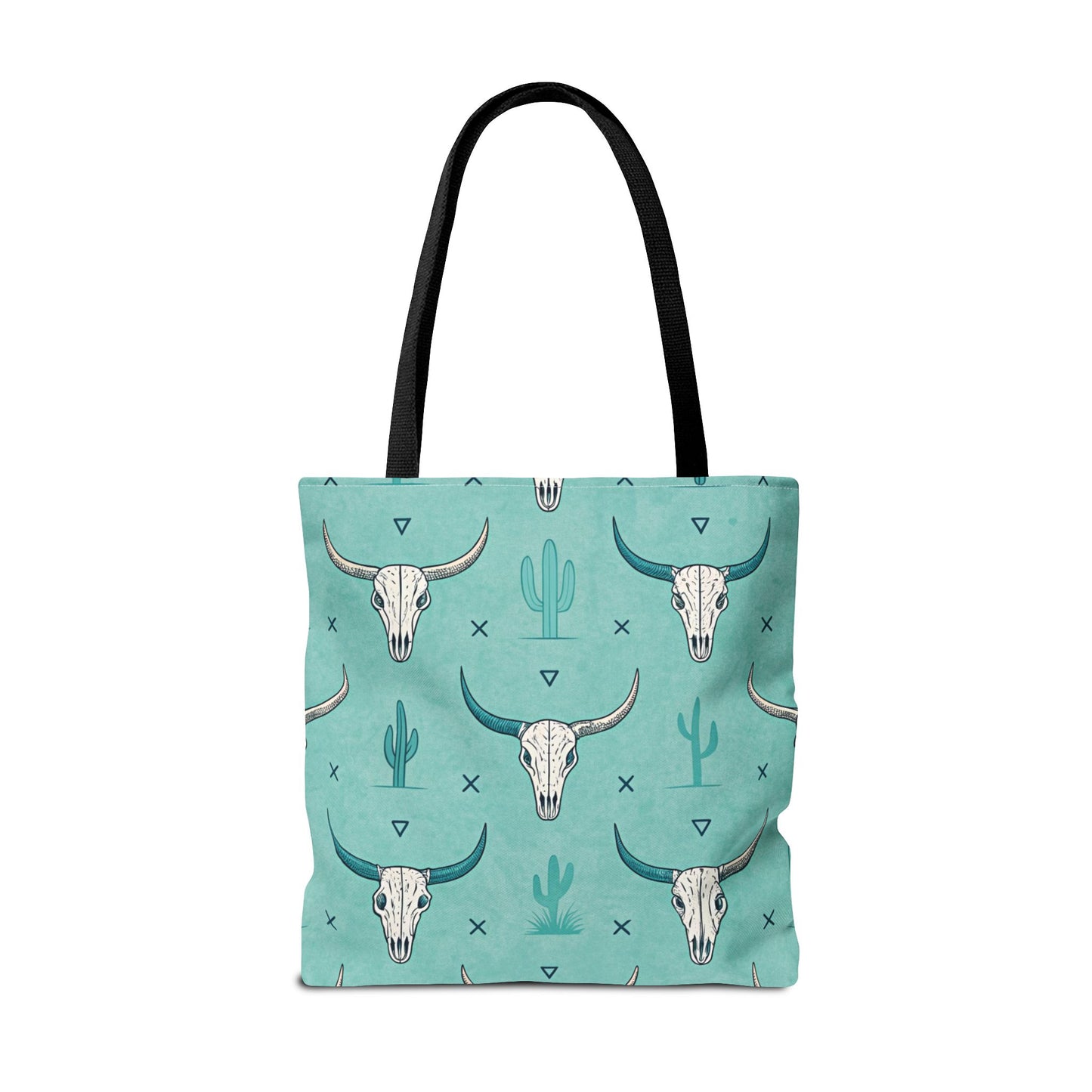 Turquoise Cactus & Cow Skulls Tote Bag