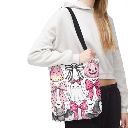 Halloween Pink Ghost Tote Bag