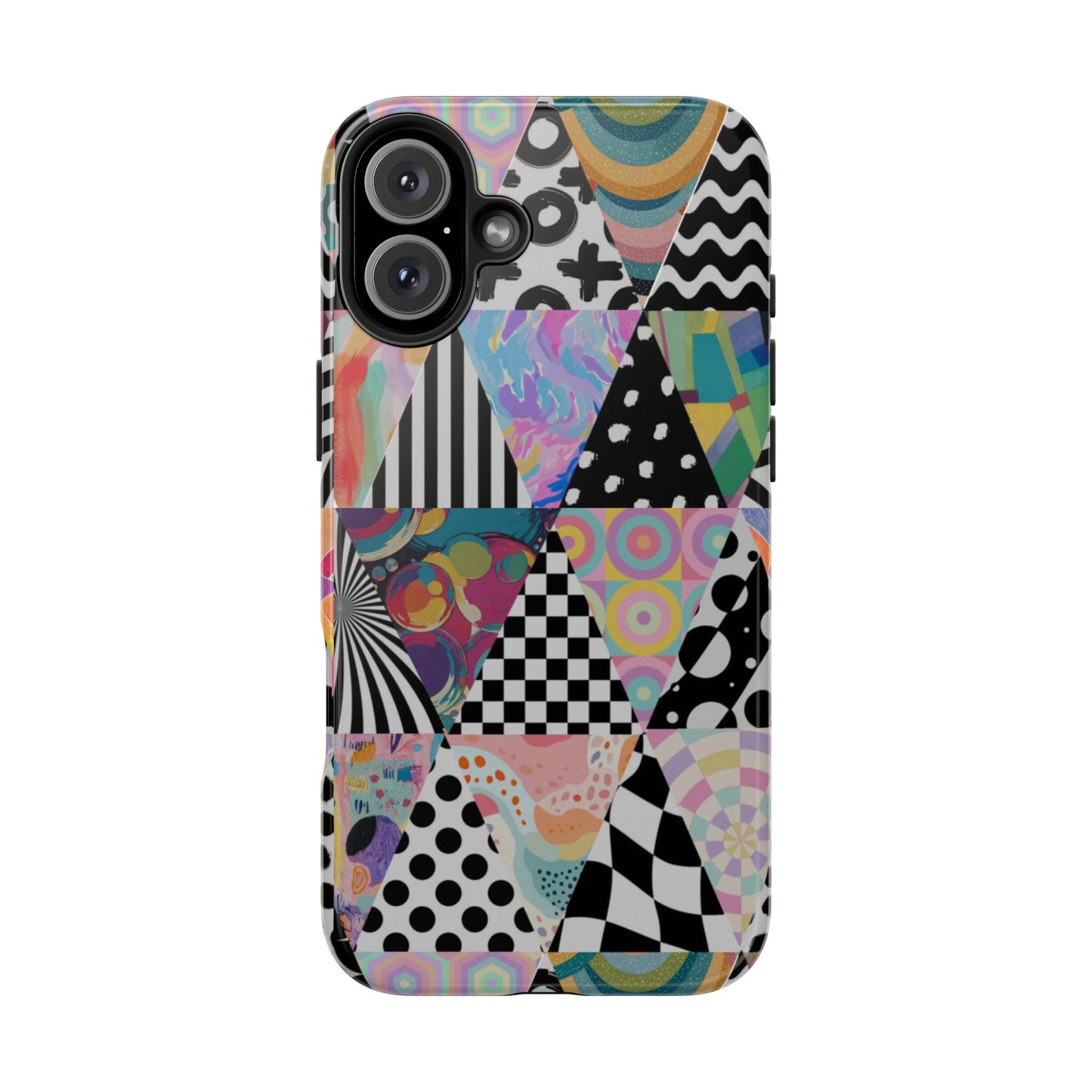 Retro Geometric Patchwork Design Tough Phone Case