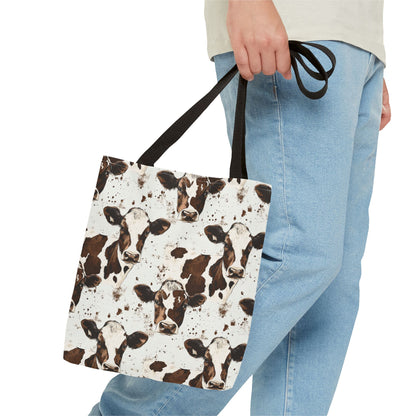 Cow Face Print Tote Bag