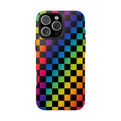Rainbow Checkerboard Tough Phone Case