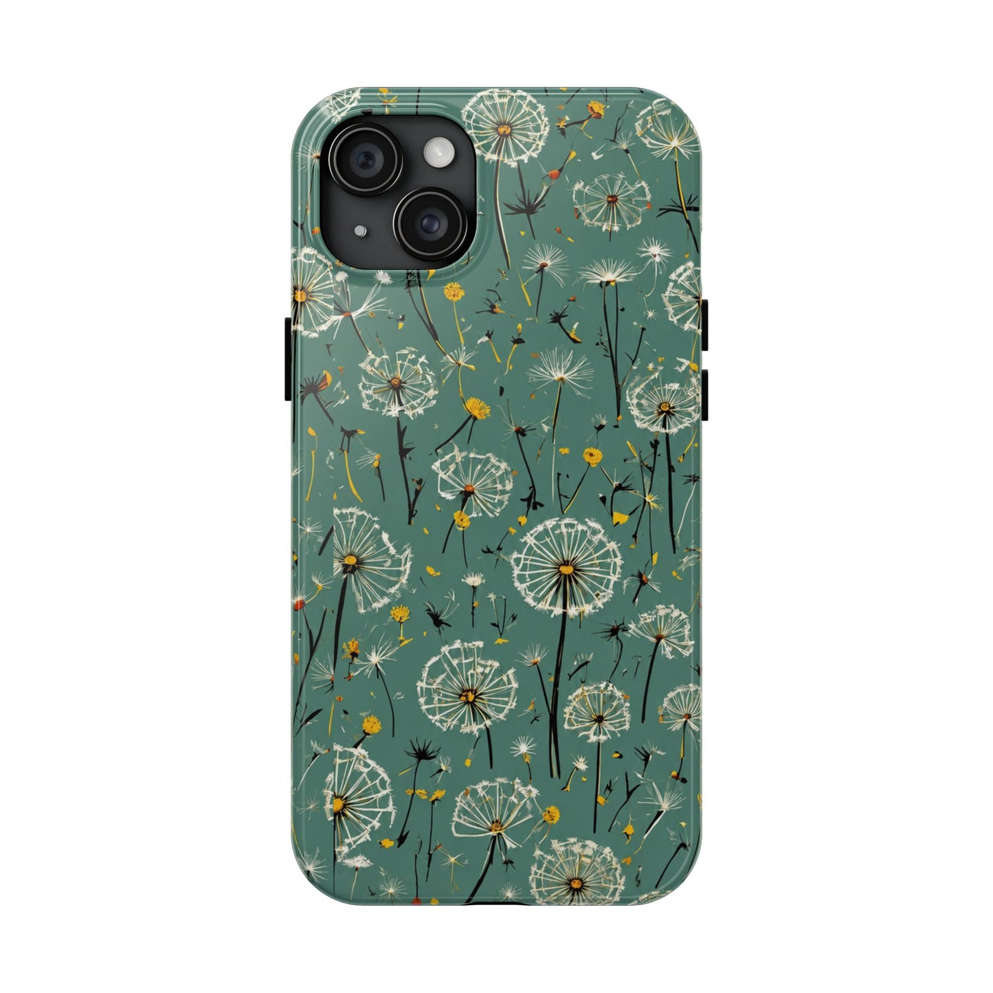 Teal Dandelion Floral Protective Cover Tough Phone Case