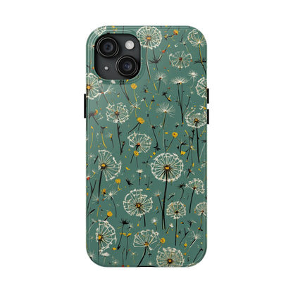 Teal Dandelion Floral Protective Cover Tough Phone Case