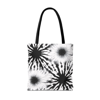 Black & White Burst Tie-Dye Tote Bag