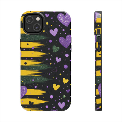 Glitter Hearts Stripe Phone Case