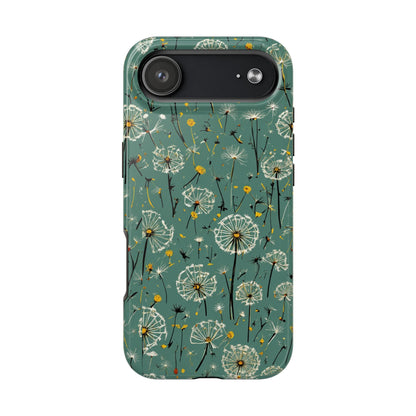Teal Dandelion Floral Protective Cover Tough Phone Case