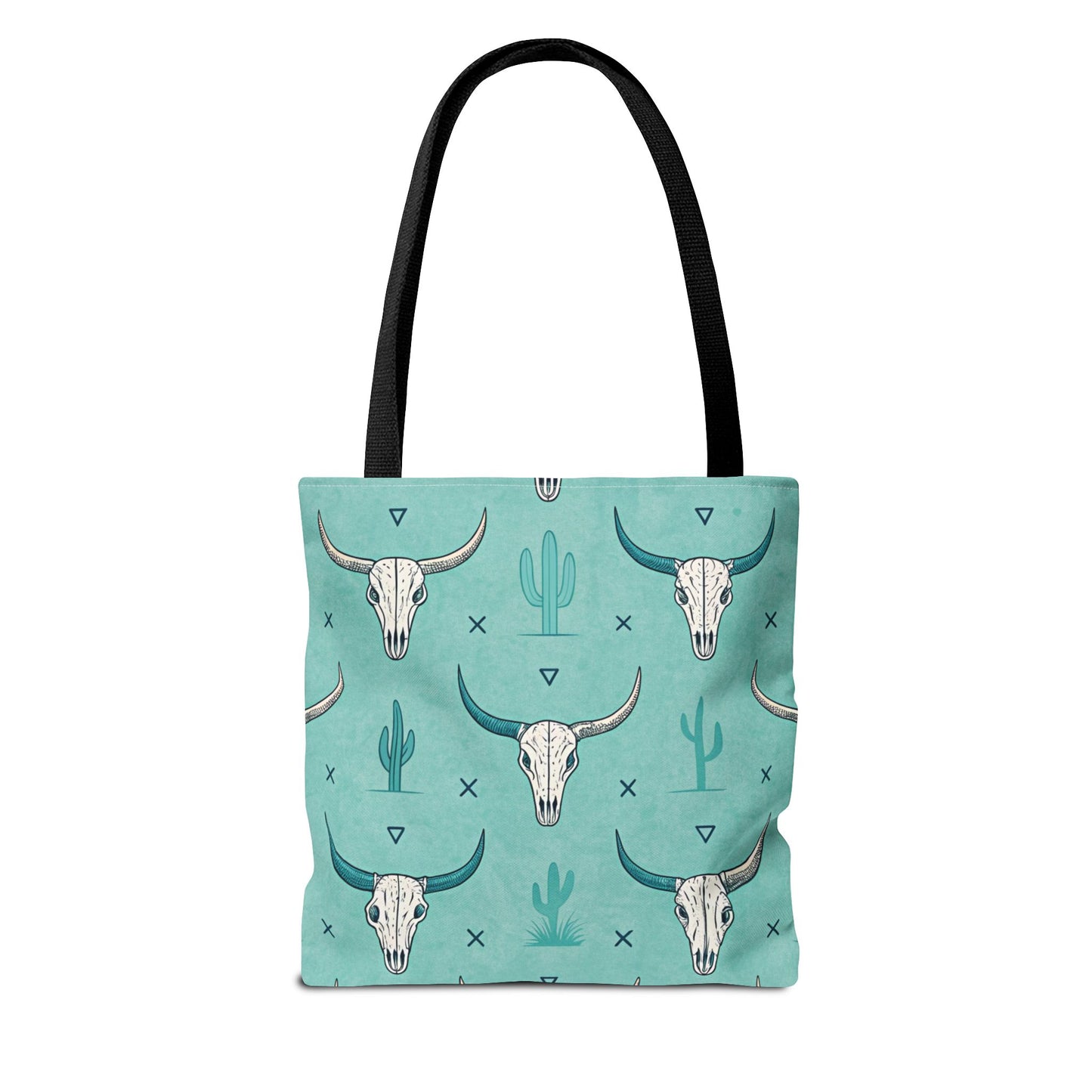 Turquoise Cactus & Cow Skulls Tote Bag