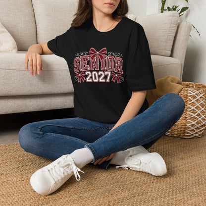 Senior 2027 T‑Shirt — Class of 2027 Cheer Bow Design
