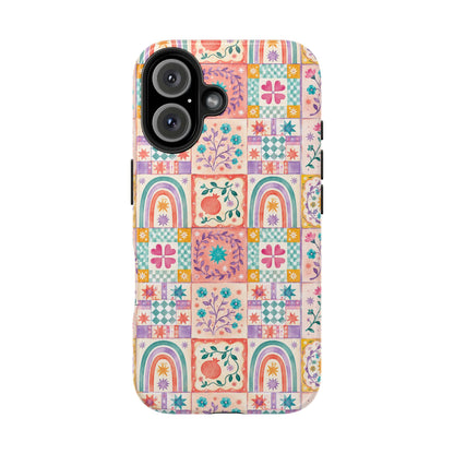 Boho Patchwork Rainbow Tile Design Tough Phone Case