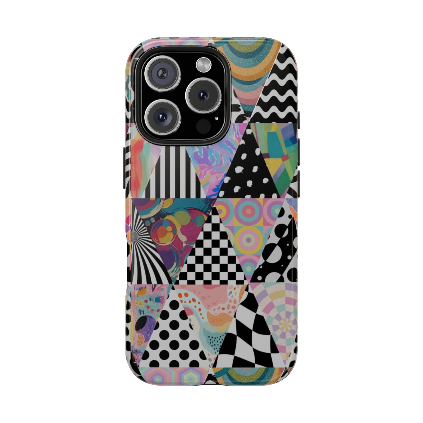 Retro Geometric Patchwork Design Tough Phone Case