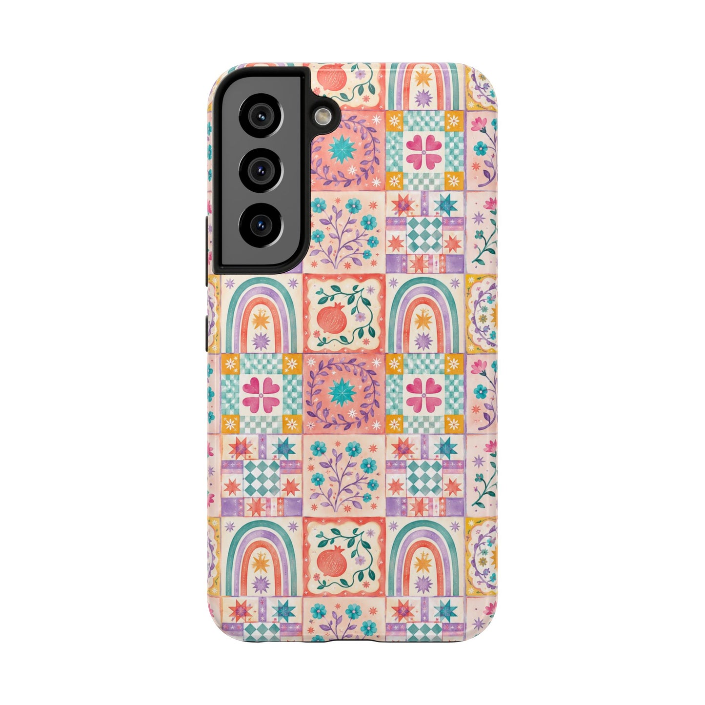 Boho Patchwork Rainbow Tile Design Tough Phone Case