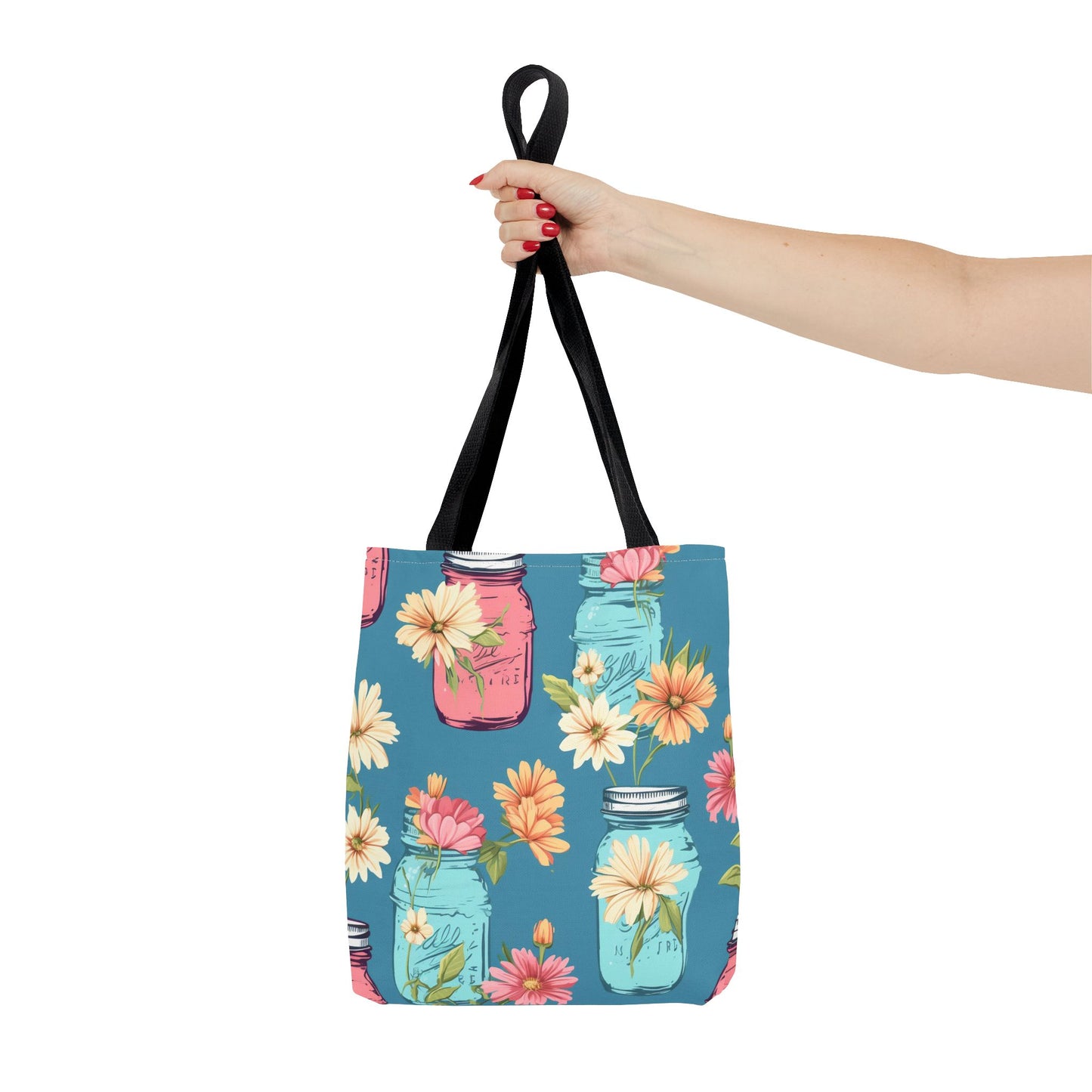 Floral Mason Jar Tote Bag