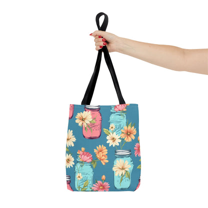 Floral Mason Jar Tote Bag