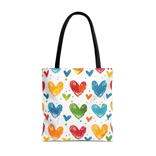 Colorful Hearts Pattern Tote Bag