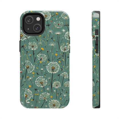 Teal Dandelion Floral Protective Cover Tough Phone Case