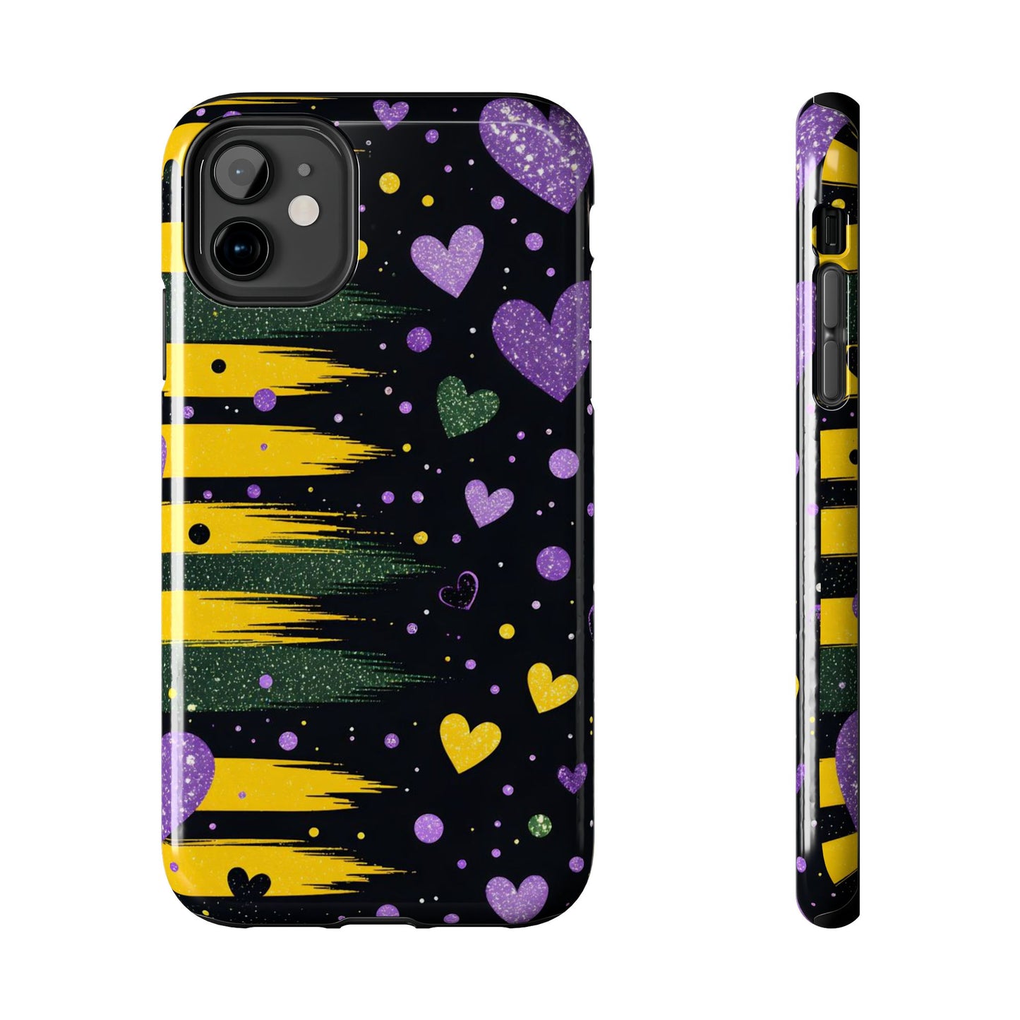 Glitter Hearts Stripe Phone Case