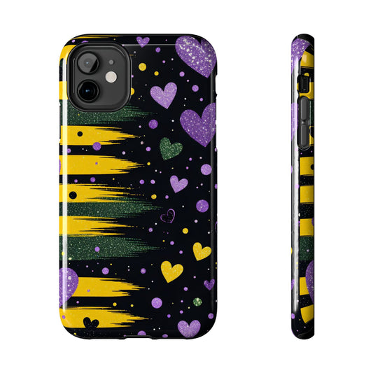 Glitter Hearts Stripe Phone Case