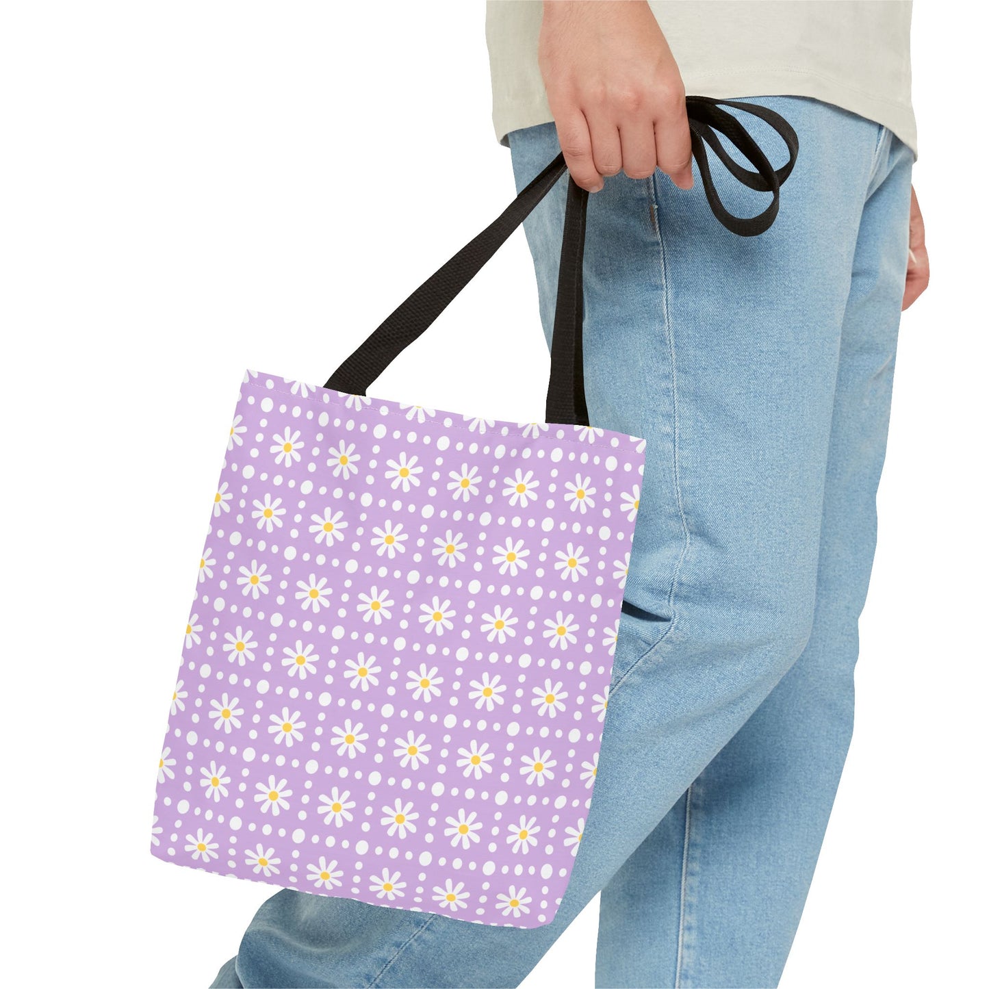 Purple Daisy Pattern Tote Bag