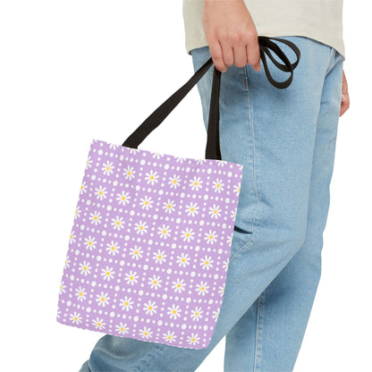 Purple Daisy Pattern Tote Bag