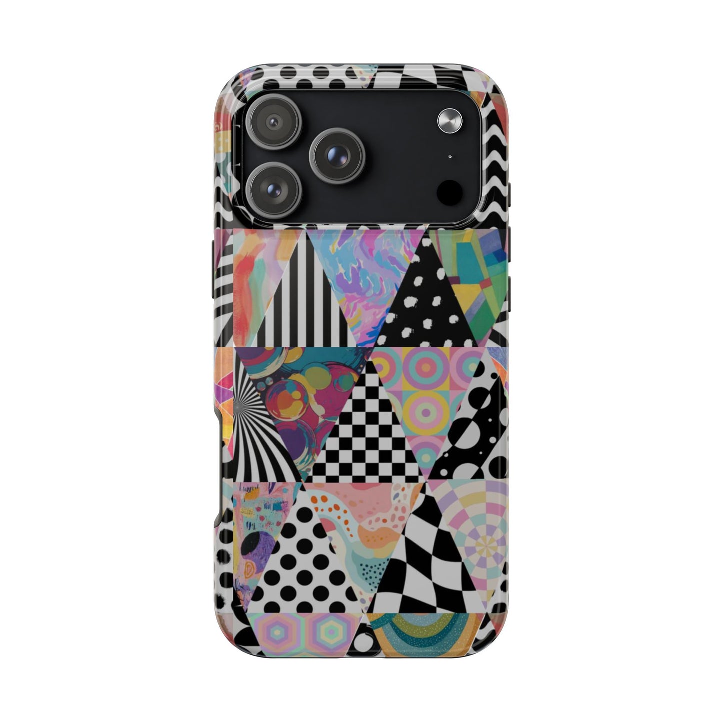 Retro Geometric Patchwork Design Tough Phone Case