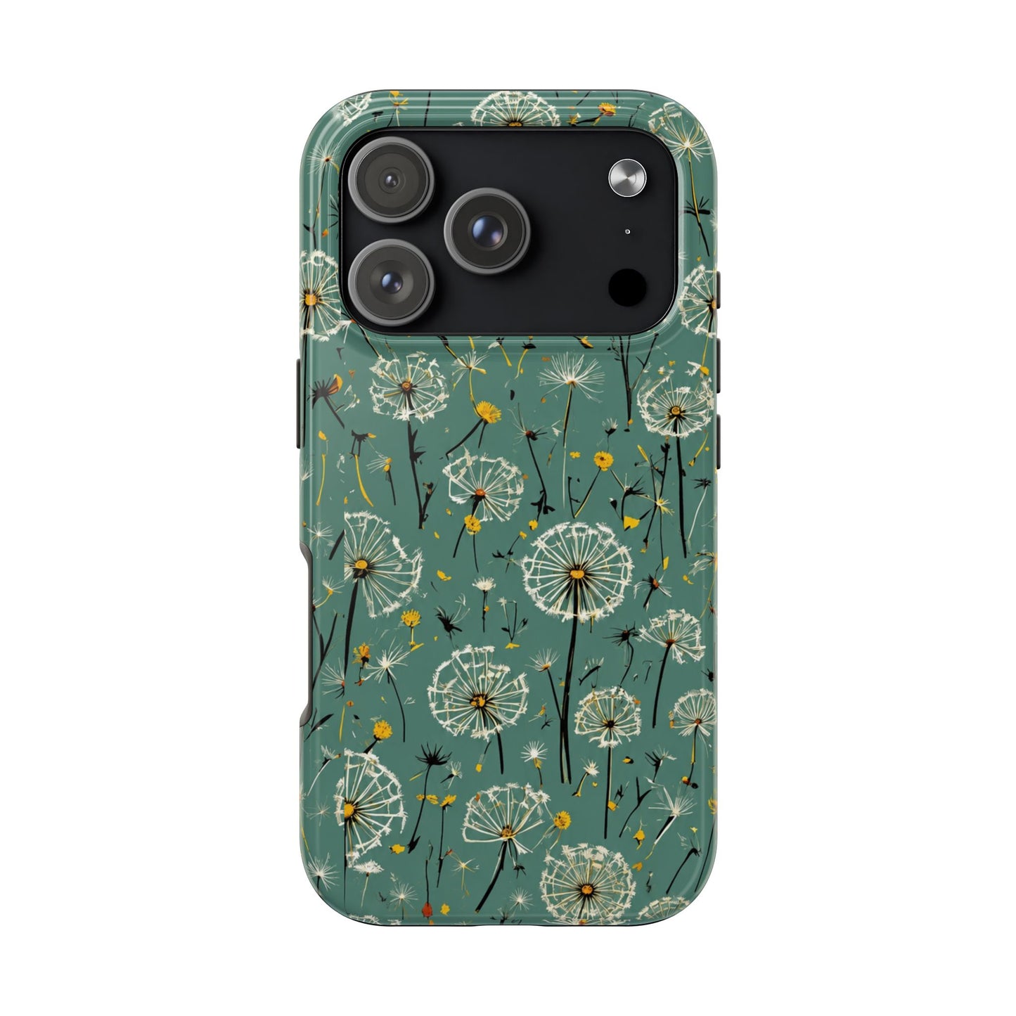 Teal Dandelion Floral Protective Cover Tough Phone Case