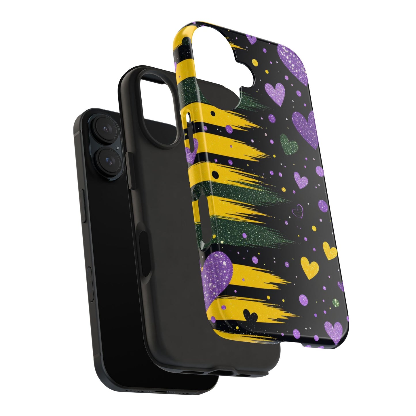 Glitter Hearts Stripe Phone Case