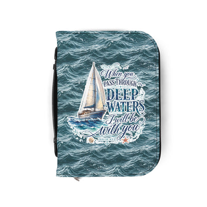 "When You Pass Through Deep Waters" Nautical Scripture Zippered Bible Cover