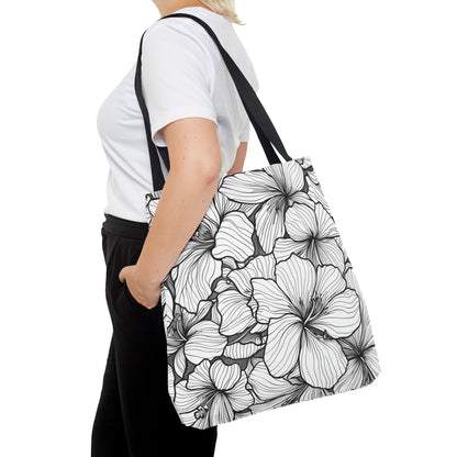 Hand-Drawn Hibiscus Tote Bag