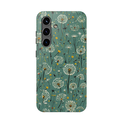 Teal Dandelion Floral Protective Cover Tough Phone Case