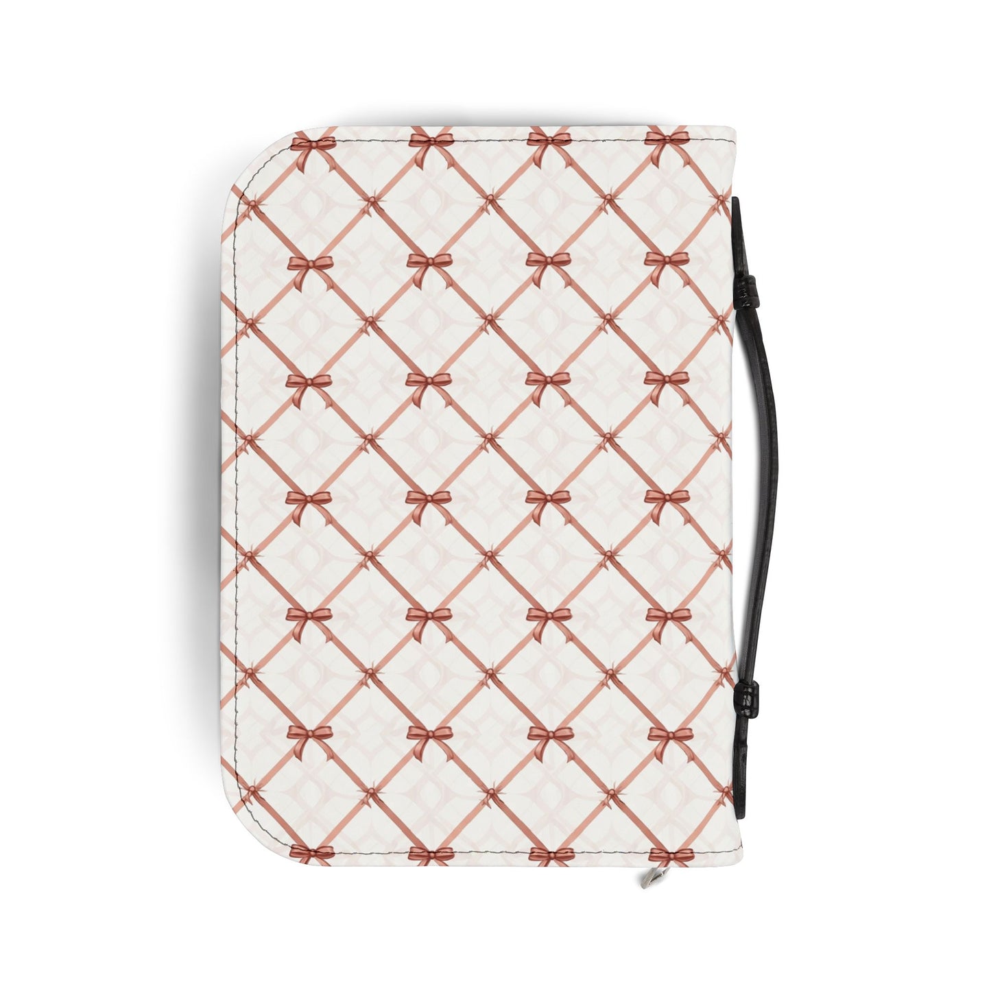 Quilted Rose Bow Pattern Zippered Bible Cover