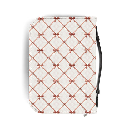 Quilted Rose Bow Pattern Zippered Bible Cover