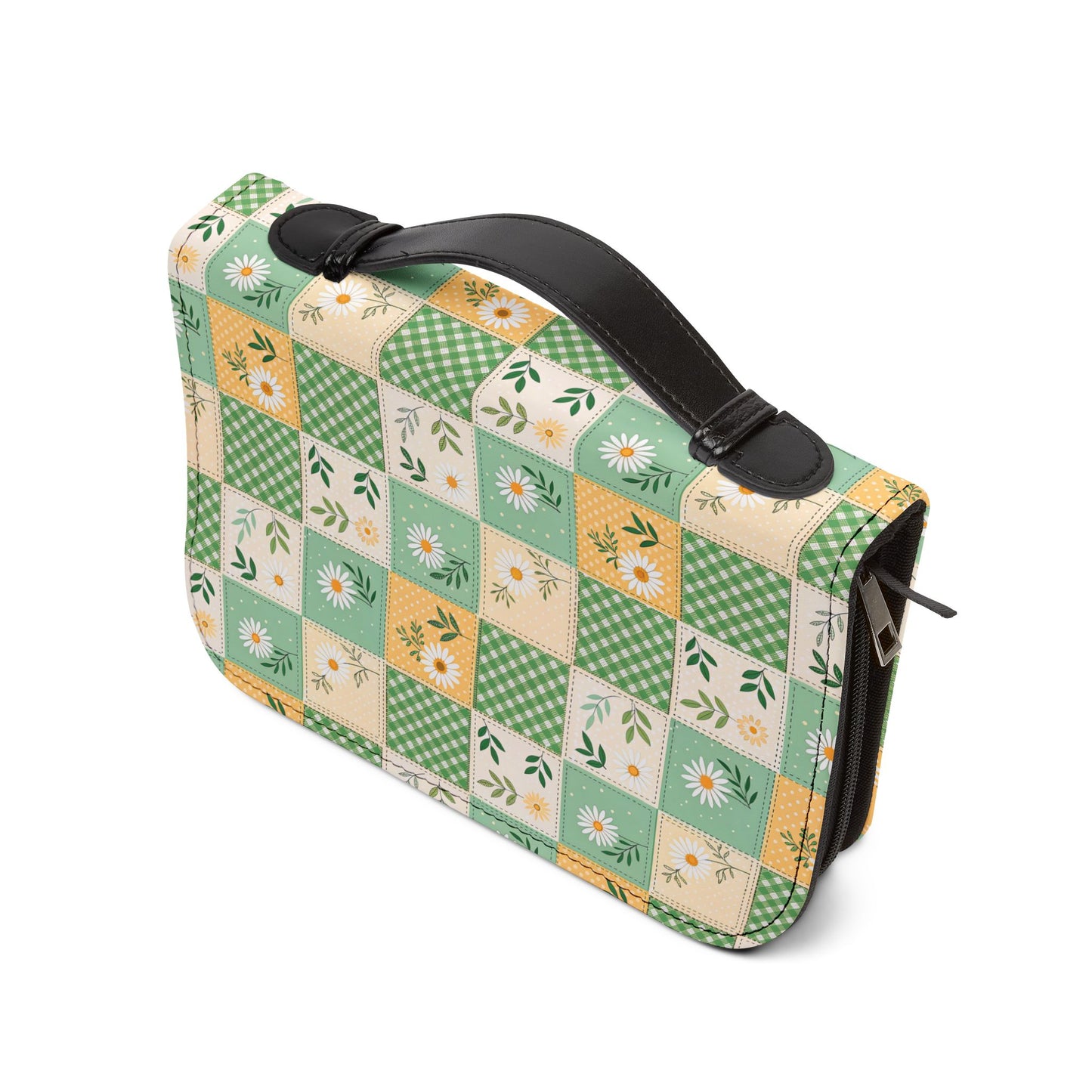 Green Daisy Patchwork Zippered Bible Cover