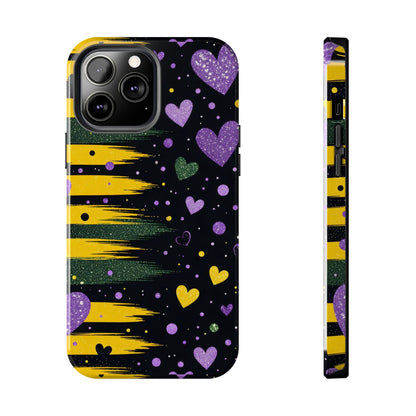 Glitter Hearts Stripe Phone Case