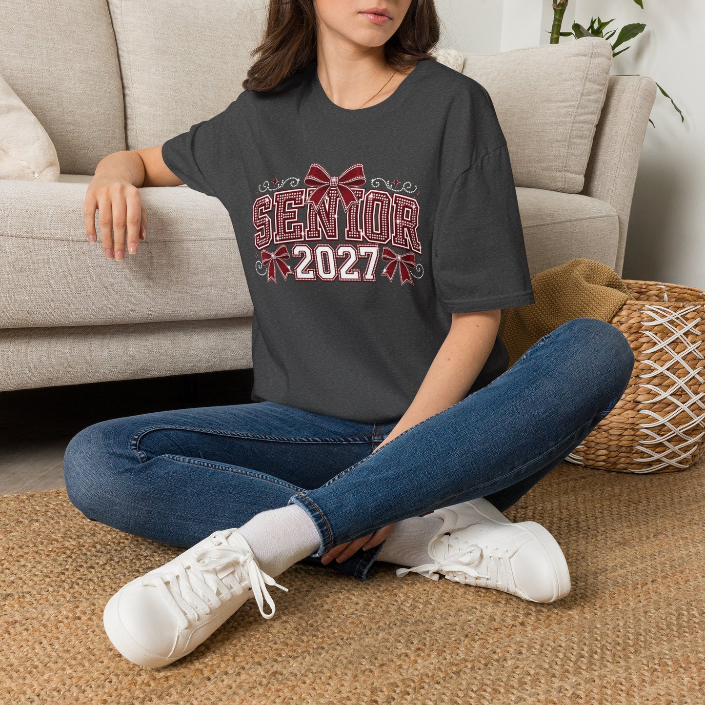 Senior 2027 T‑Shirt — Class of 2027 Cheer Bow Design