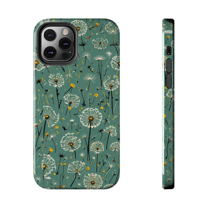 Teal Dandelion Floral Protective Cover Tough Phone Case