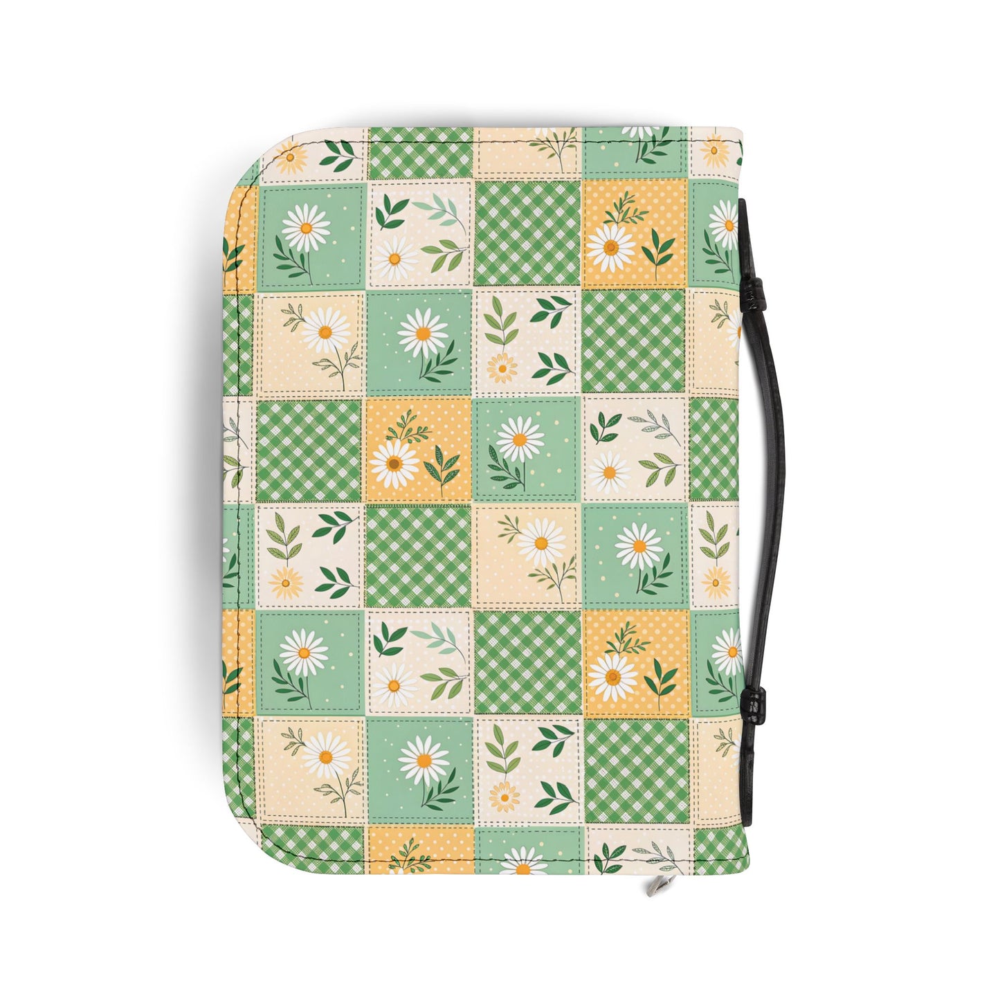 Green Daisy Patchwork Zippered Bible Cover