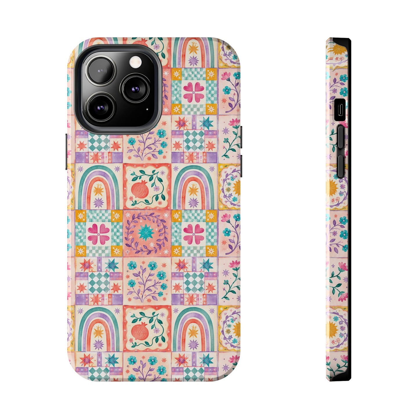 Boho Patchwork Rainbow Tile Design Tough Phone Case