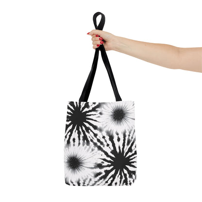 Black & White Burst Tie-Dye Tote Bag