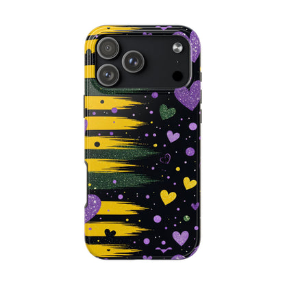 Glitter Hearts Stripe Phone Case