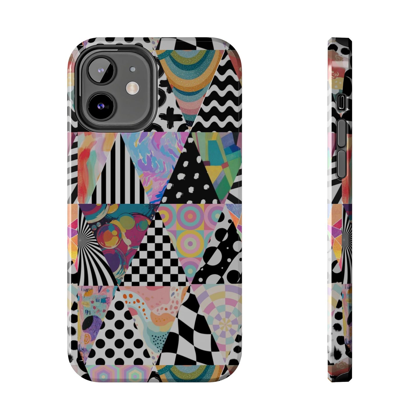 Retro Geometric Patchwork Design Tough Phone Case