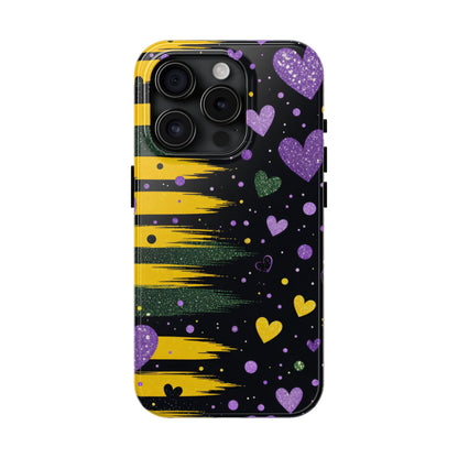 Glitter Hearts Stripe Phone Case